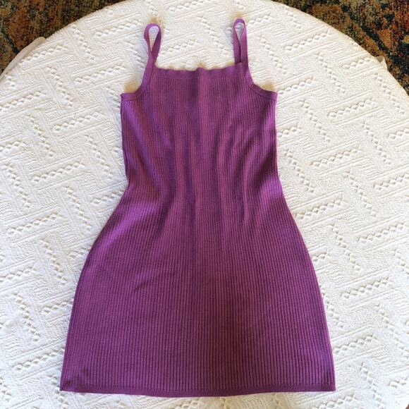 Madden Girl Ribbed Knit Bodycon Mini Dress Purple Medium (Tag XL) Y2K Inspired - Picture 1 of 9